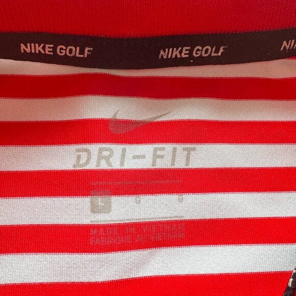 Nike Dri-FIT Victory Men's Striped Golf Polo Red White Men's Size Large - Picture 4 of 8